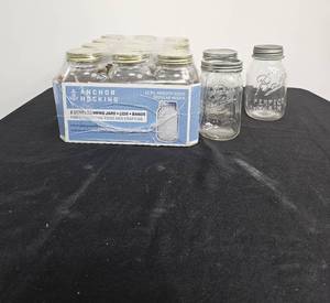lot 50 image: Anchor Hocking & Ball Canning Jars - 1 Jar in Anchor Hocking Package is BrokenNot all have lids