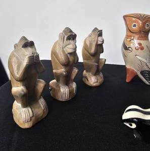lot 92 image: Various Animal Figurines Inc Monkey Hear No Evil See No Evil Do No Evil