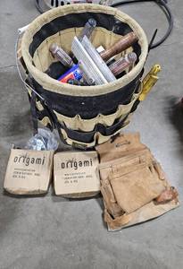 lot 124 image: Bucket of Tools with Holsters