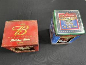 lot 167 image: 2 Collectible Budweiser Beer Steins with Original Boxes Lot 1