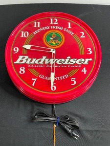 lot 174 image: Budweiser Electric Wall Clock - Red - untested