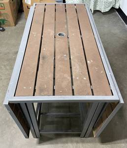 lot 177 image: Outdoor Patio Table with Fold Out Extensions