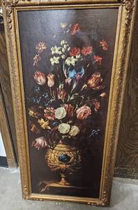 lot 216 image: Framed Wood Panel Art 42x20