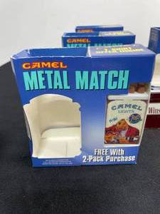lot 250 image: 6 Camel Joe Lighters in Boxes (missing addl promo piece), 2 Camel Joe Lighters, 1 Camel Lighter, 1 Winston Lighter