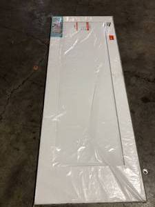 lot 1 image: eightdoors 30 in. x 80 in. x 1-38 in. Shaker White Primed 1-Panel Solid Core Wood Interior Slab Door Customer Returns See Pictures