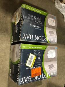 lot 42 image: Lot of 2 Hampton Bay 80 CFM Ceiling Mount Roomside Installation Bathroom Exhaust Fan Customer Returns See Pictures