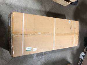 lot 43 image: Husky 4 ft. Solid Wood Top Workbench in Black with Pegboard and 1 Drawer  Customer Returns See Pictures