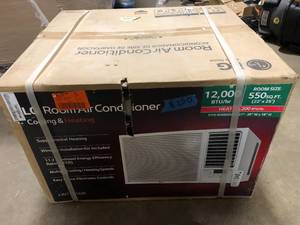 lot 45 image: LG 12,000 BTU 230-Volt Window Air Conditioner LW1216HR with Cool, Heat and Remote in White Customer Returns See Pictures