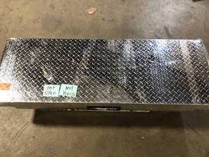 lot 50 image: Husky 71.36 in. Diamond Plate Aluminum Full Size Crossbed Truck Tool Box No Keys Not Open Damaged Customer Returns See Pictures