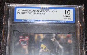 lot 4 image: 2023 Bowman University Now #5 Shedeur Sanders ISA 10