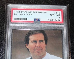 lot 13 image: 1991 Proline Portraits Bill Belichick #115 PSA 8