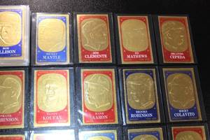 lot 23 image: 1965 Topps Embossed Baseball Lot  47 Cards  Mantle - Clemente - Koufax - Aaron - Robinson