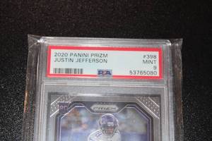 lot 49 image: 2020 Prizm Justin Jefferson #398 Rookie Card PSA 9