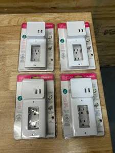 lot 61 image: ALURATEK Lot of 4- 2-Port USB Charging Wall Plates