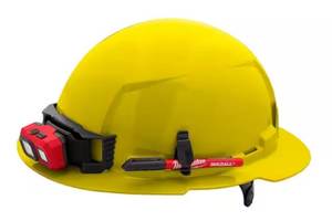 lot 62 image: MILWAUKEE BOLT Yellow Type 1 Class E Full Brim Non-Vented Hard Hat with 6-Point Ratcheting Suspension (02062411.16)