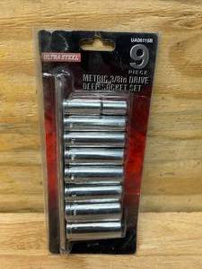 lot 60 image: ULTRA STEEL 9 Piece Metric 38 Drive Deep Socket Set