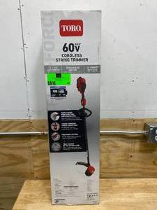 lot 42 image: TORO 60v Cordless string Trimmer with Battery and Charger model 51831