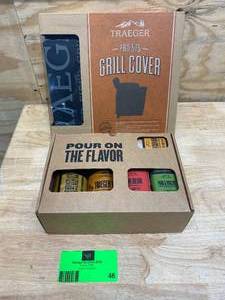 lot 46 image: TRAEGER Grill Kit - Sauces, Rubs, Grill Cover
