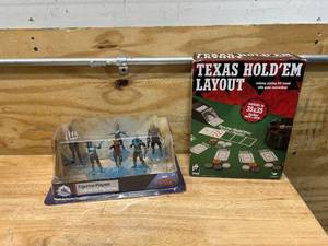 lot 131 image: Texas Hold Em Tabletop Playing Felt Layout with Captain Marvel Figurine Playset