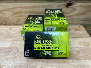 lot 142 image: MOSSY OAK Lot of 6 Boxes of- Eclipse Unscented Dryer Sheets (40 per sheet)