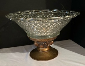 lot 84A image: Elegant Glass Bowl and Decorative Embossed Glass Jar