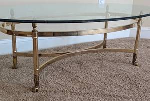 lot 24 image: Vintage Glass Topped Brass Coffee Table