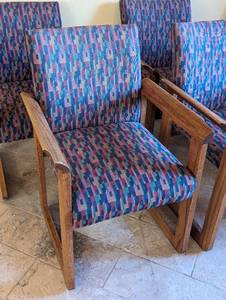 lot 17 image: Vintage Set of Upholstered Wood Armchairs