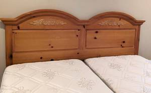 lot 3 image: Broyhill King Size Pine Bed Frame