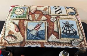 lot 44 image: Lighthouse Theme Footstool and Figurines