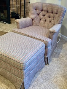 lot 49 image: Charming Arm Chair with Ottoman