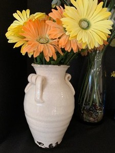 lot 100 image: Three Beautiful Vases with Faux Flowers