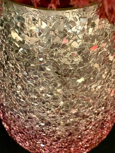 lot 101 image: Art Deco Silver and Pink Sparkly Vase with Lovely Faux Pink Foliage