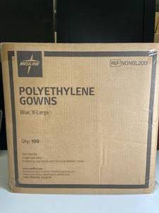 Polyethylene Gowns Blue, Size X-Large - 100-Pack