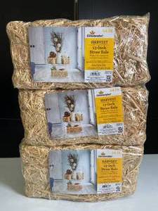 Harvest 13-Inch Straw Hay Bale 6in x 5in x 13 in - Set of 3