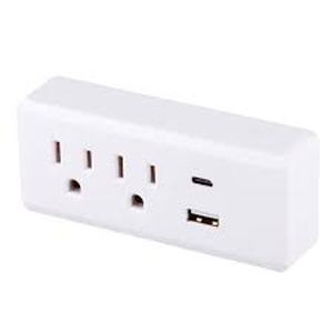 lot 36 image: Set of 2 Globe Electric 2 Outlet Adapter White