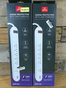 lot 40 image: Set of 2 Globe Electric 4 6 Outlet Extension Cord White