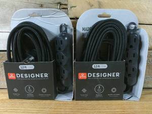 lot 44 image: Set of 2 Globe Electric 12 3 Outlet Extension Cord Black