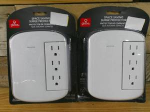 lot 62 image: Set of 2 Globe Electric Surge Protection White