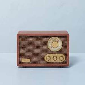 lot 81 image: Portable AMFM Bluetooth Radio Tonal Brown - Hearth & Hand with Magnolia-Couple Dings on Back Edge