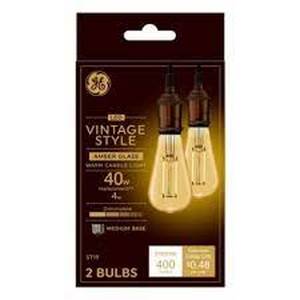 lot 95 image: GE LED Light Bulbs 5.5W 40W Equivalent Amber Glass Warm Candle Light