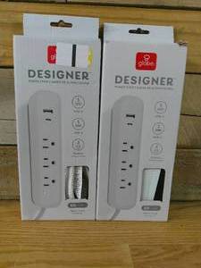 lot 97 image: Set of 2 Globe Electric 6 3 Outlet Extension Cord White.