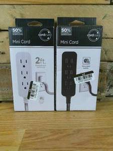lot 103 image: Set of 2 Cordinate 2 3 Outlet Grounded Extension Cord- Gray Dark Gray