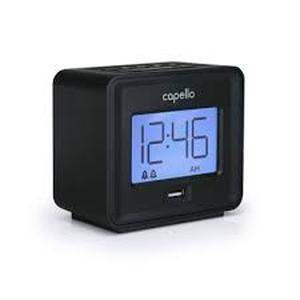 lot 115 image: Capello - Dual Alarm Clock with USB Phone Charger - White