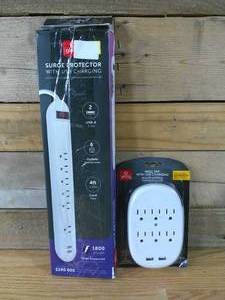 lot 147 image: Set of 2 Globe Wall Tap and Surge Protector