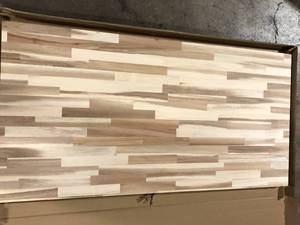Hampton Bay 4 ft. L x 25 in. D Unfinished Acacia Butcher Block Countertop in With Standard Edge   Customer Returns See Pictures