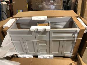 Home Decorators Collection Ridge 60 in. W x 22 in. D x 34 in. H Bath Vanity Cabinet without Top in Pearl Gray Slight Damage  Customer Returns See Pictures