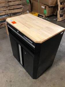 Husky Ready-to-Assemble 24-Gauge Steel 1-Drawer 2-Door Garage Base Cabinet in Black (28 in. W x 32.8 in. H x 18.3 in. D) No Keys  Customer Returns See Pictures