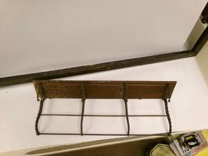lot 134 image: Antique Clothing Wall Rack with exl...