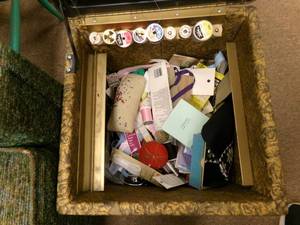 lot 179 image: Small Vintage Glass Shelf Sewin Sto...