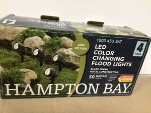 Hampton Bay Low Voltage Black Hardwired CCT Change Integrated LED Landscape Flood Light with Adjustable Lamp Head (4-Pack) Customer Returns See Pictures
